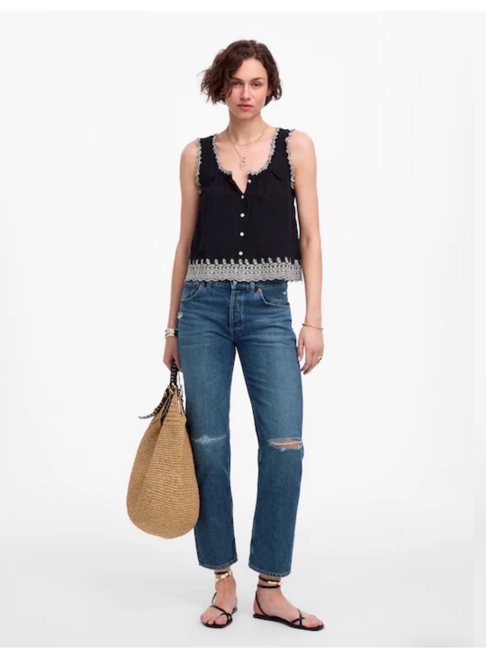 Madewell The Dean Easy Straight Crop Jean in Labette Wash